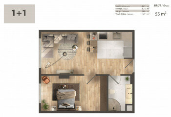 Квартира 1+1 в Стамбуле, Турция | PKK-63976