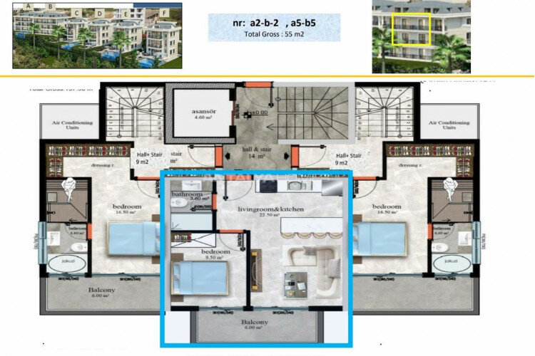 Квартира 2+1 в Алании, Турция | STE-64613