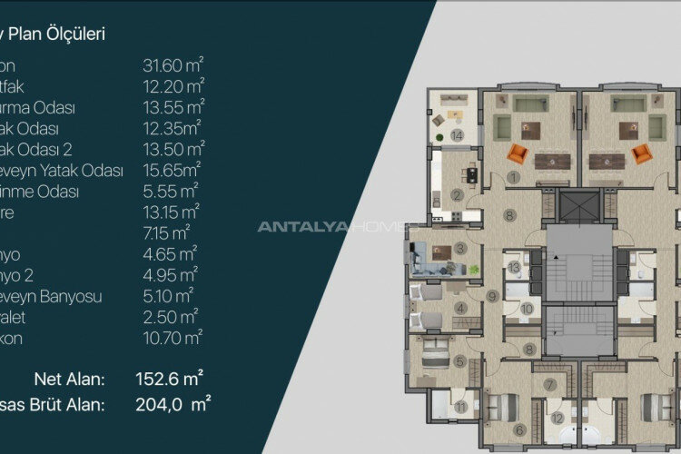 Квартира 3+1 в Йомре, Турция | PBB-64650