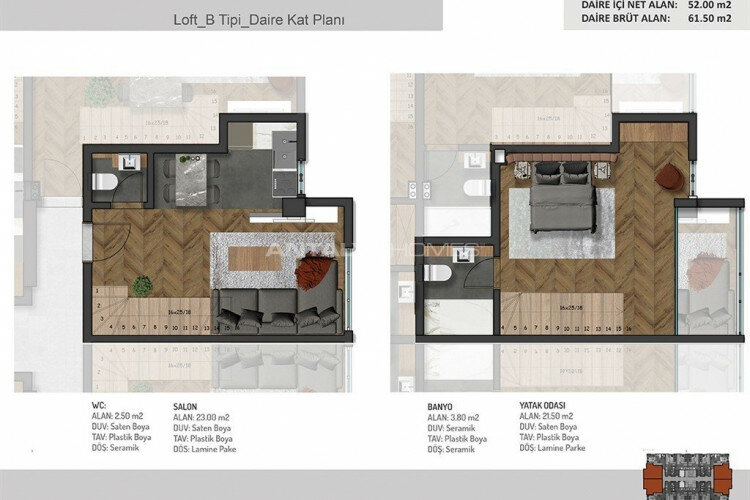 Квартира 1+1 в Бурсе, Турция | PKK-64655