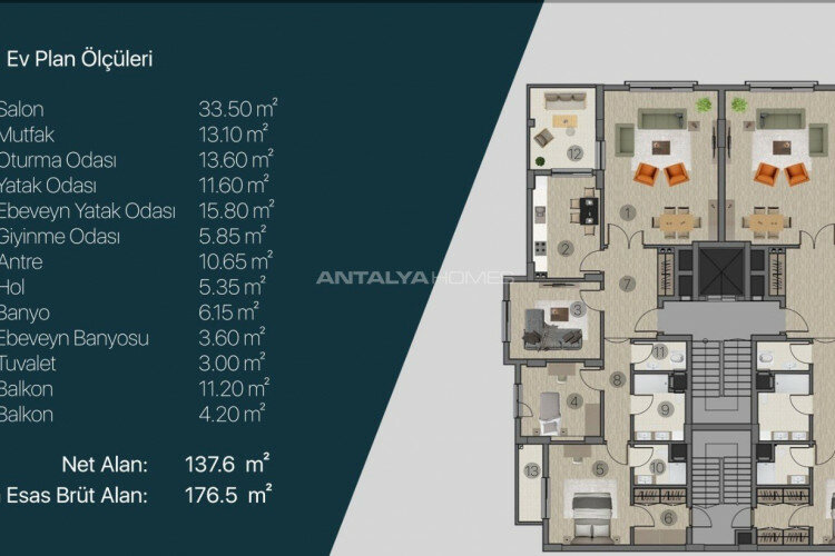 Квартира 4+1 в Йомре, Турция | PTE-64651