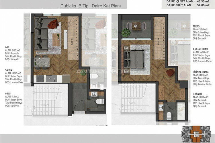 Пентхаус 1+1 в Бурсе, Турция | PKK-64657