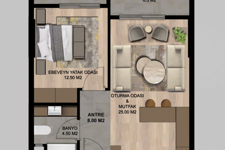 Квартира 1+1 в Мерсине, Турция | STE-64776