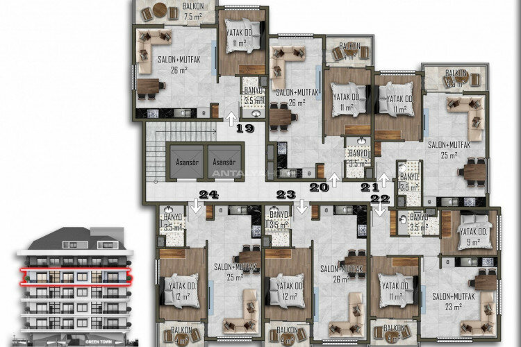 Пентхаус 2+1 в Алании, Турция | PTE-64916