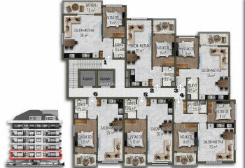 Пентхаус 2+1 в Алании, Турция | PTE-64916