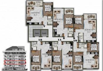 Пентхаус 2+1 в Алании, Турция | PTE-64916