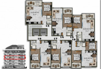 Пентхаус 2+1 в Алании, Турция | PTE-64916