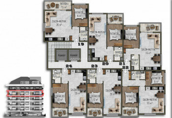 Пентхаус 2+1 в Алании, Турция | PTE-64916