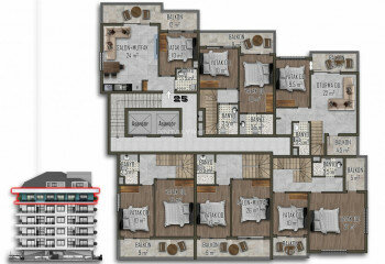 Пентхаус 2+1 в Алании, Турция | PTE-64916