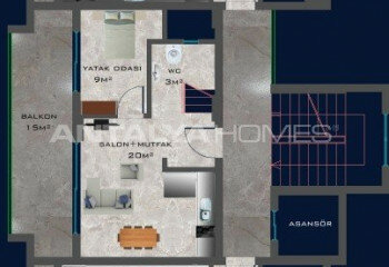 Квартира 1+1 в Алании, Турция | PBB-65126