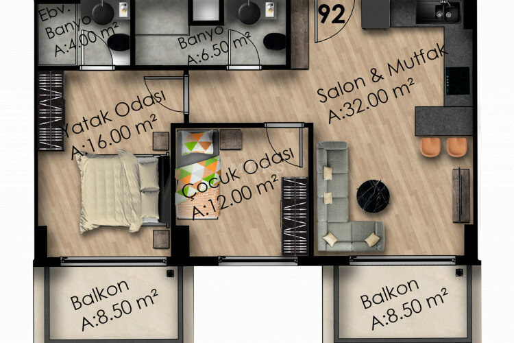 Квартира 2+1 в Алании, Турция | PBB-65283