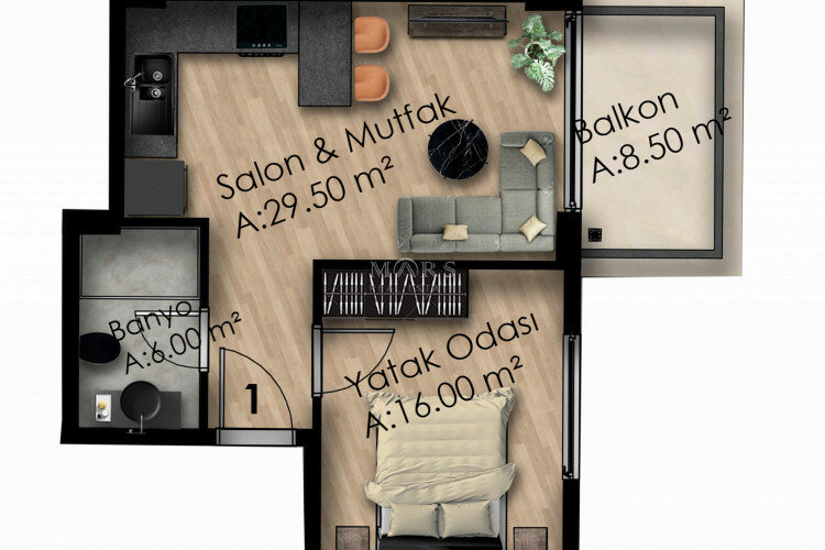 Квартира 2+1 в Алании, Турция | PBB-65283