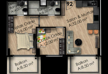 Квартира 4+1 в Алании, Турция | PTE-65285