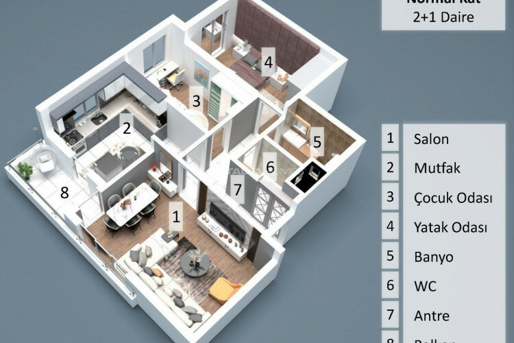 Квартира 2+1 в Муратпаше, Анталия, Турция | STE-45544