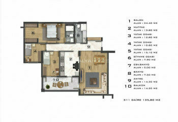 Квартира 3+1 в Бурсе, Турция | STE-46881