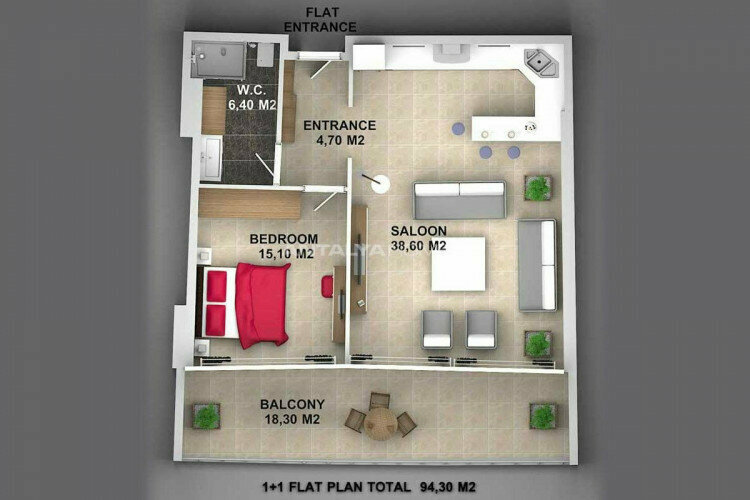 Квартира 2+1 в Анталии, Турция | PKK-44858