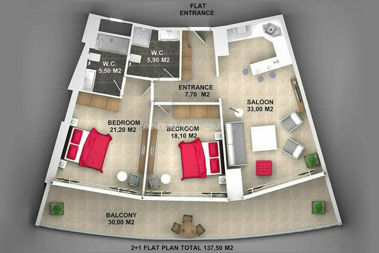 Квартира 3+1 в Анталии, Турция | SBB-44860