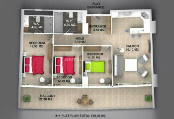 Квартира 3+1 в Анталии, Турция | SBB-44860