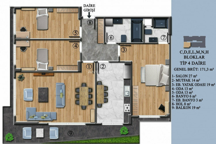 Квартира 2+1 в Ялове, Турция | PKK-46942