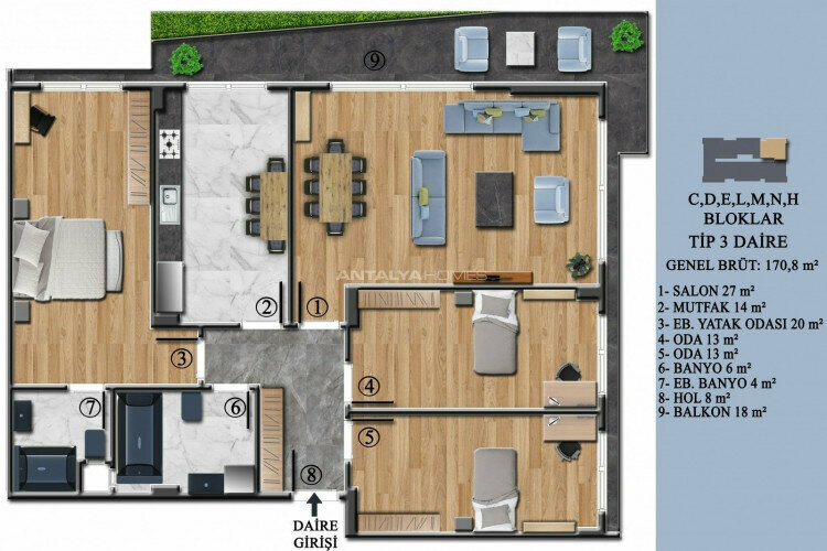 Квартира 3+1 в Ялове, Турция | PTE-46943