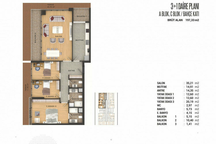 Квартира 3+1 в Стамбуле, Турция | PKK-46652