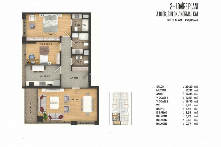 Квартира 3+1 в Стамбуле, Турция | PKK-46652