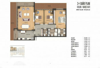 Квартира 3+1 в Стамбуле, Турция | PKK-46652