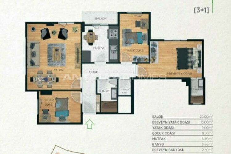 Квартира 2+1 в Стамбуле, Турция | PKK-46440