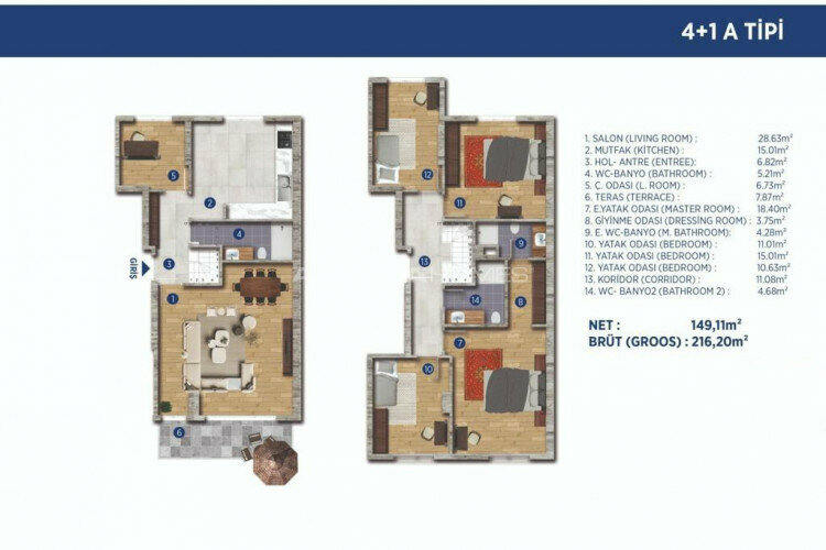 Квартира 5+1 в Стамбуле, Турция | PTE-46510