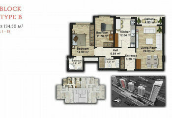 Квартира 2+1 в Стамбуле, Турция | PTE-46086