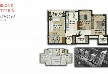 Квартира 2+1 в Стамбуле, Турция | PTE-46086