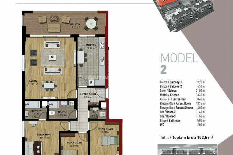 Квартира 4+1 в Бурсе, Турция | STE-46924