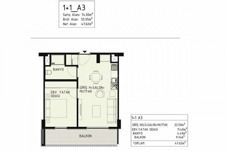 Квартира 2+1 в Кепезе, Анталия, Турция | PBB-44852