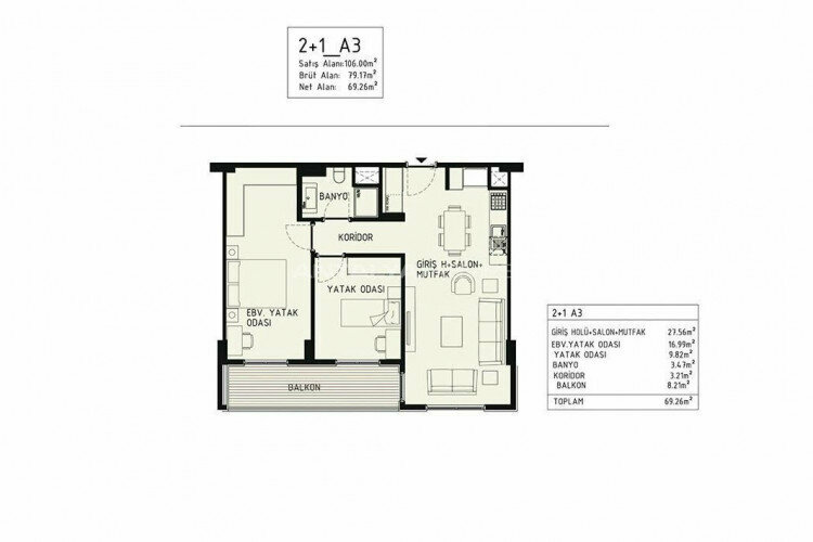 Квартира 2+1 в Кепезе, Анталия, Турция | PBB-44852