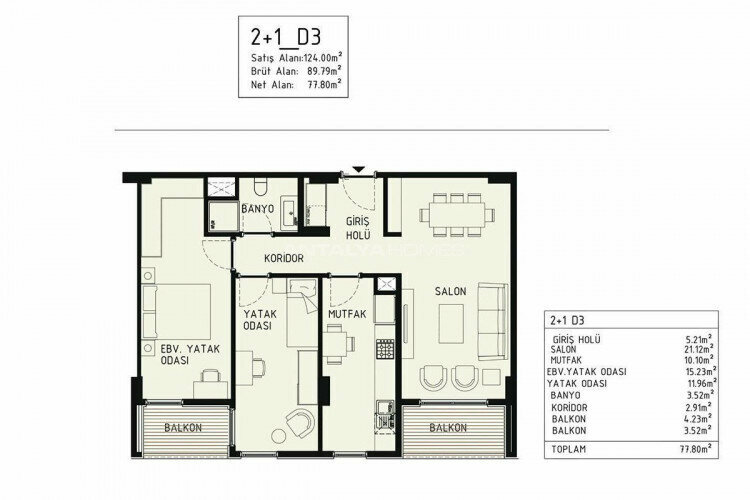 Квартира 2+1 в Кепезе, Анталия, Турция | PBB-44852