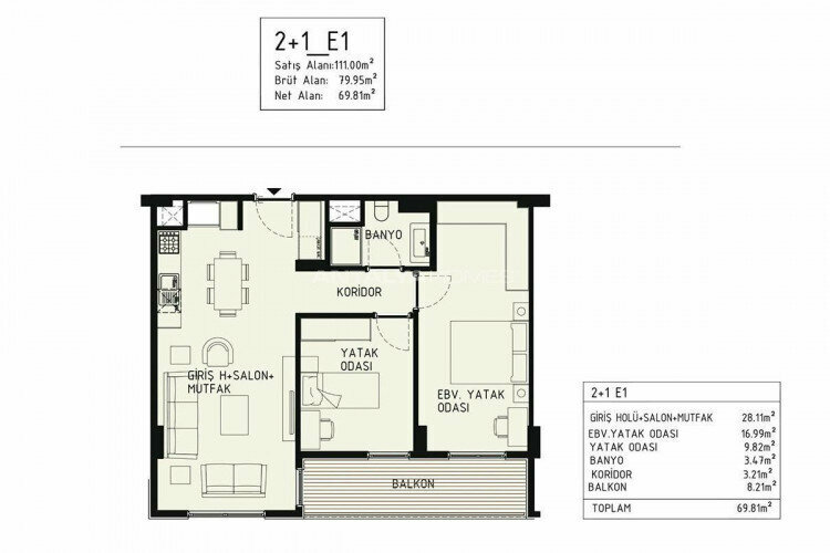 Квартира 2+1 в Кепезе, Анталия, Турция | PBB-44852