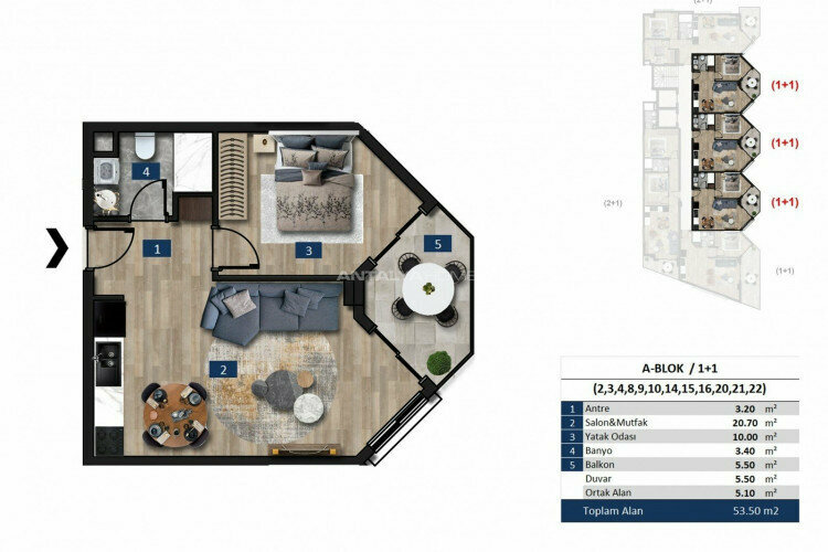 Квартира 4+1 в Анталии, Турция | PBB-45207