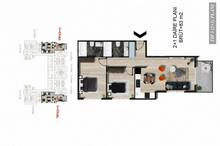 Квартира 2+1 в Анталии, Турция | STE-45215