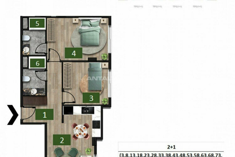 Квартира 2+1 в Анталии, Турция | STE-45215