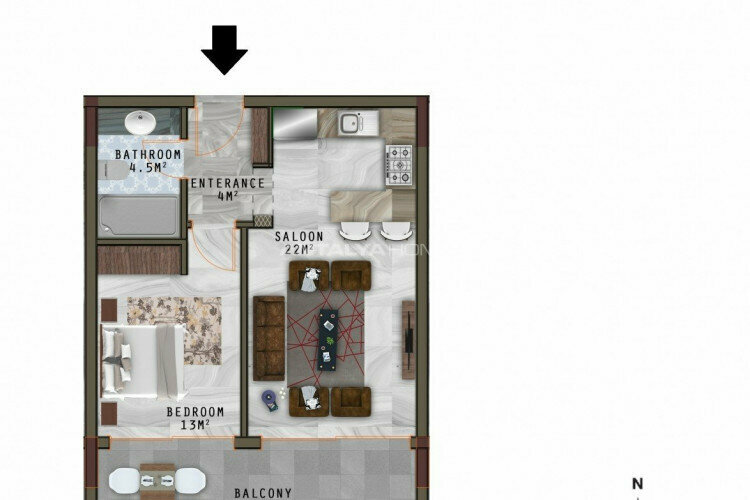 Квартира 2+1 в Анталии, Турция | STE-45251