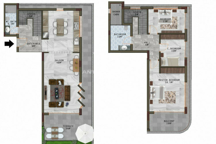 Квартира 2+1 в Анталии, Турция | STE-45251