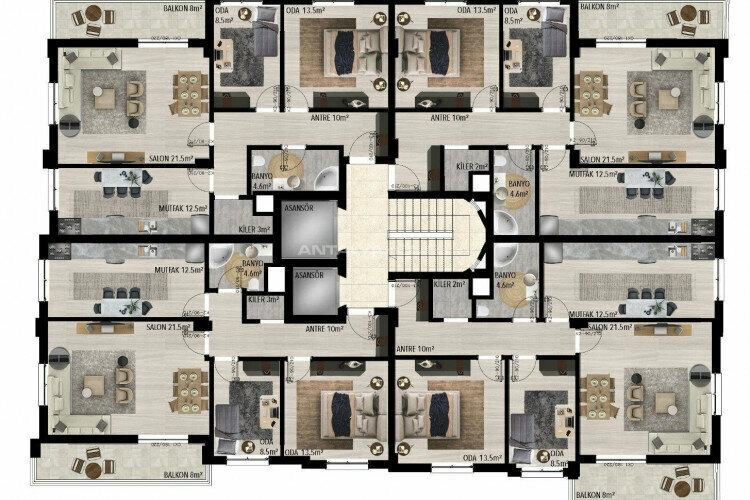 Квартира 3+1 в Муратпаше, Анталия, Турция | SBB-45334
