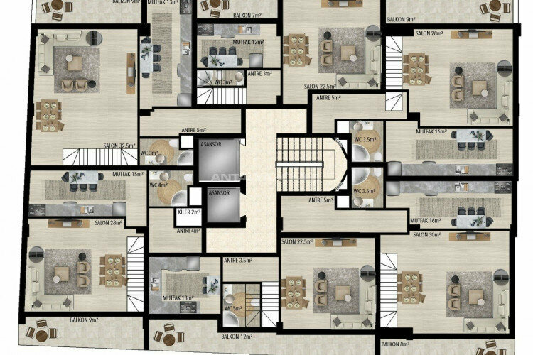 Квартира 3+1 в Муратпаше, Анталия, Турция | SBB-45334