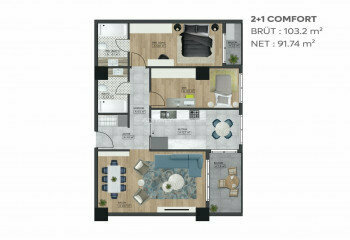 Квартира 1+1 в Бурсе, Турция | PTE-46891