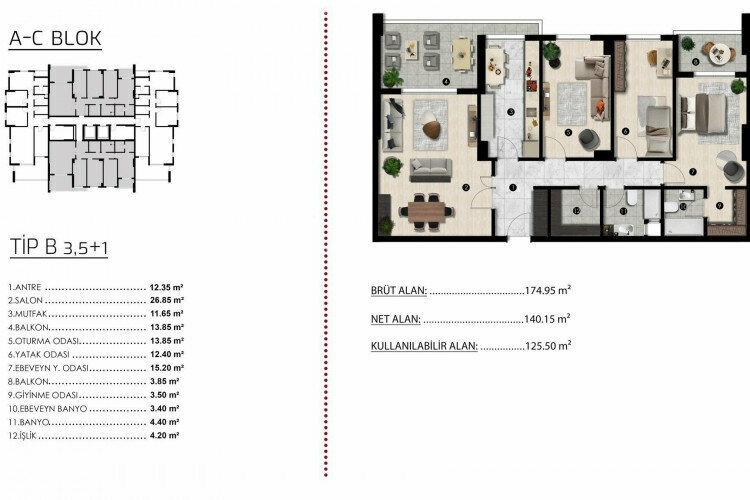 Квартира 4+1 в Бурсе, Турция | PTE-46913