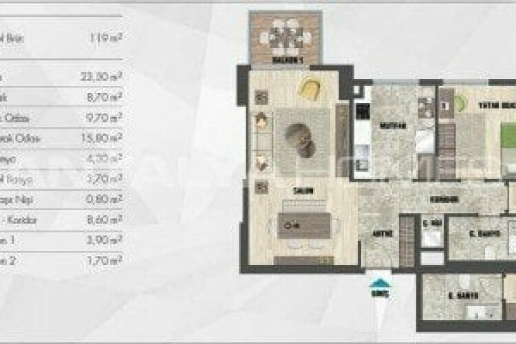 Квартира 3+1 в Картале, Стамбул, Турция | PBB-46576