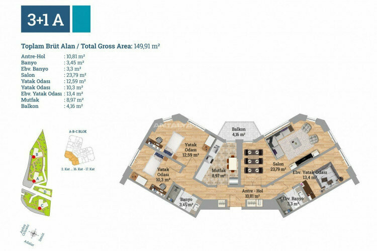 Квартира 3+1 в Картале, Стамбул, Турция | STE-46409