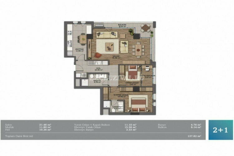 Квартира 4+1 в Стамбуле, Турция | PTE-10796