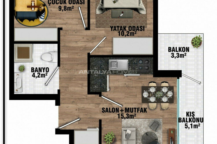 Квартира 1+1 в Анталии, Турция | SBB-45555