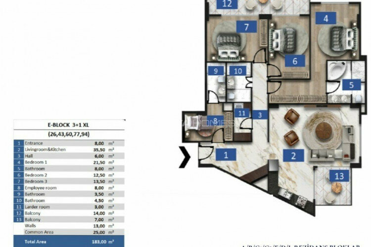 Квартира 5+1 в Анталии, Турция | PTE-45507